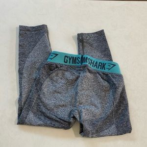 Gymshark Flex Crop Leggings - Charcoal Marl/Dusky Teal